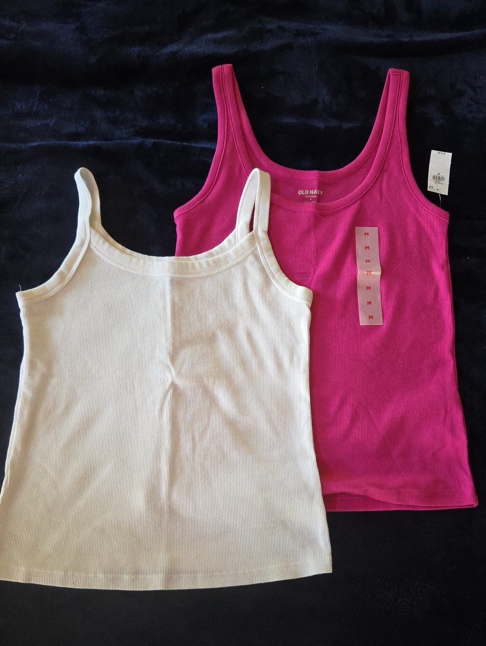 Old Navy Womens Ribbed Tank Tops - Hot Pink & White 2-Pack - Size MED